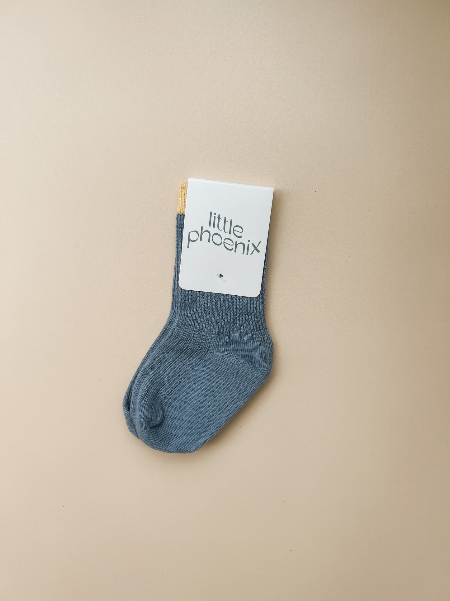 Rib Contrast Midi Socks | Denim + Lemon
