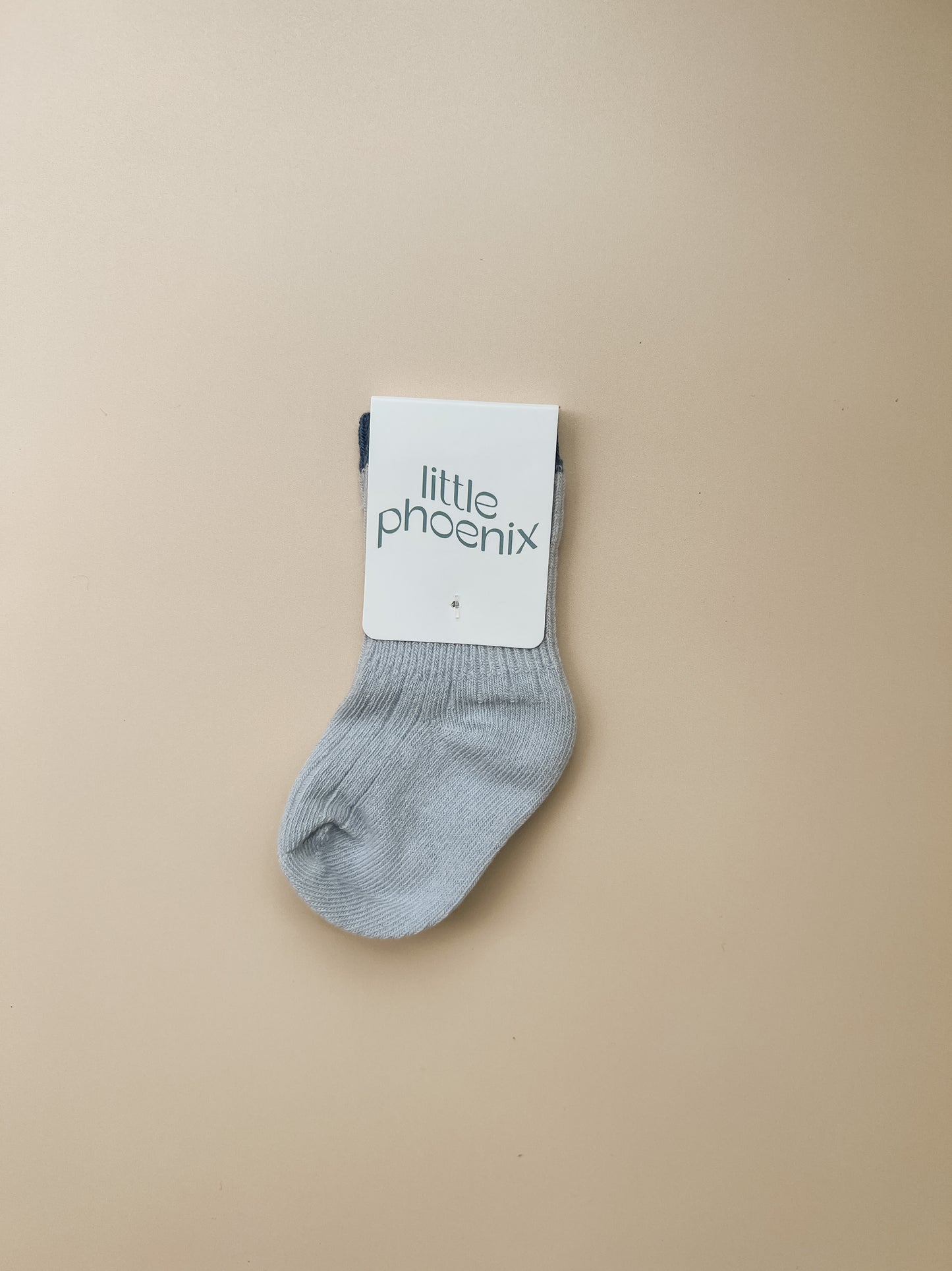 Rib Contrast Midi Socks | Baby Blue + Navy